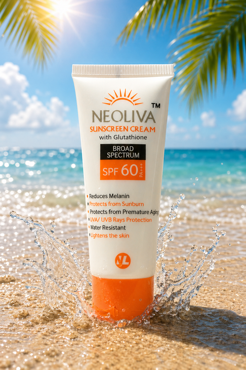 Sun care and sunscreen in Pakistan by Novelax Pharma — Neoliva SPF 60 broad spectrum protection