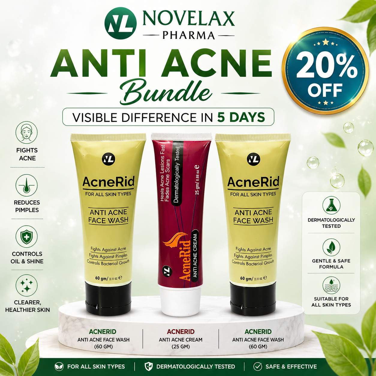 Anti Acne Bundle in Pakistan by Novelax Pharma for oily and acne-prone skin