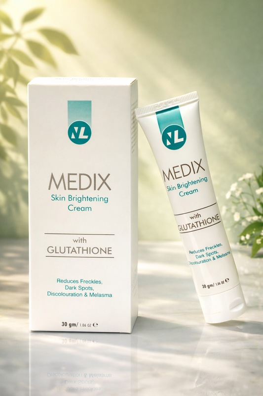 MEDIX Glutathione Skin Brightening Cream tube for uneven skin tone and dark spots