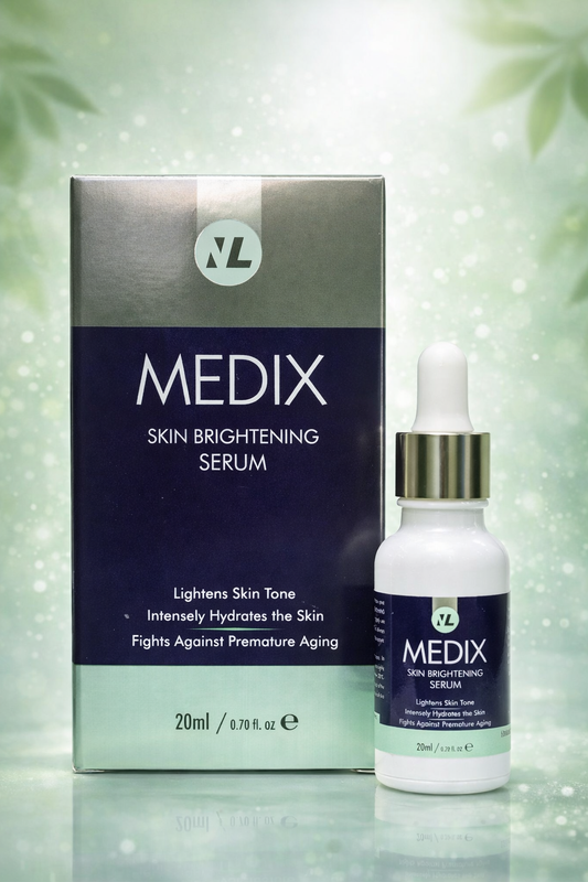 Medix Skin Brightening Serum by Novelax Pharma with Alpha Arbutin, Vitamin C, and Hyaluronic Acid for glowing, hydrated, and even-toned skin in Pakistan