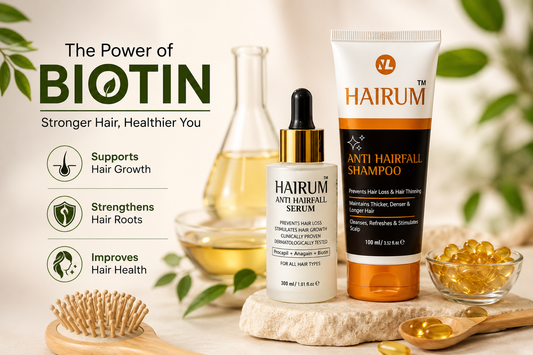 Biotin for hair growth in Pakistan, used in Hairum Anti Hairfall Shampoo and Serum by Novelax Pharma