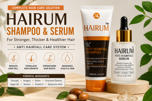 Hairum anti hairfall shampoo and serum for hair fall control, hair growth and healthier thicker-looking hair