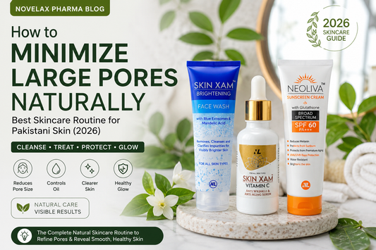 Skincare routine to minimize large pores and control oil for Pakistani skin by Novelax Pharma