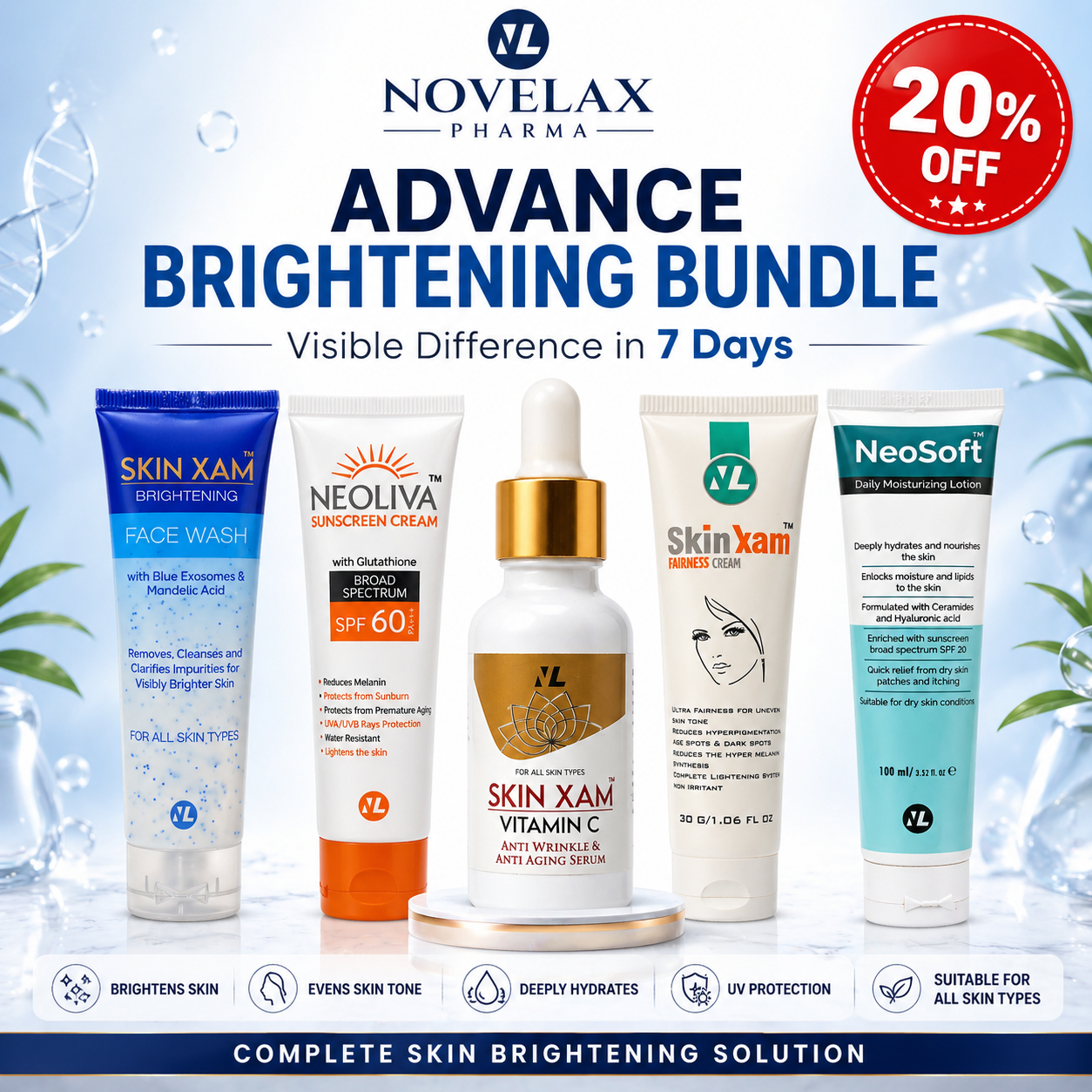 Advance Brightening Bundle in Pakistan by Novelax Pharma for glowing and healthy-looking skin
