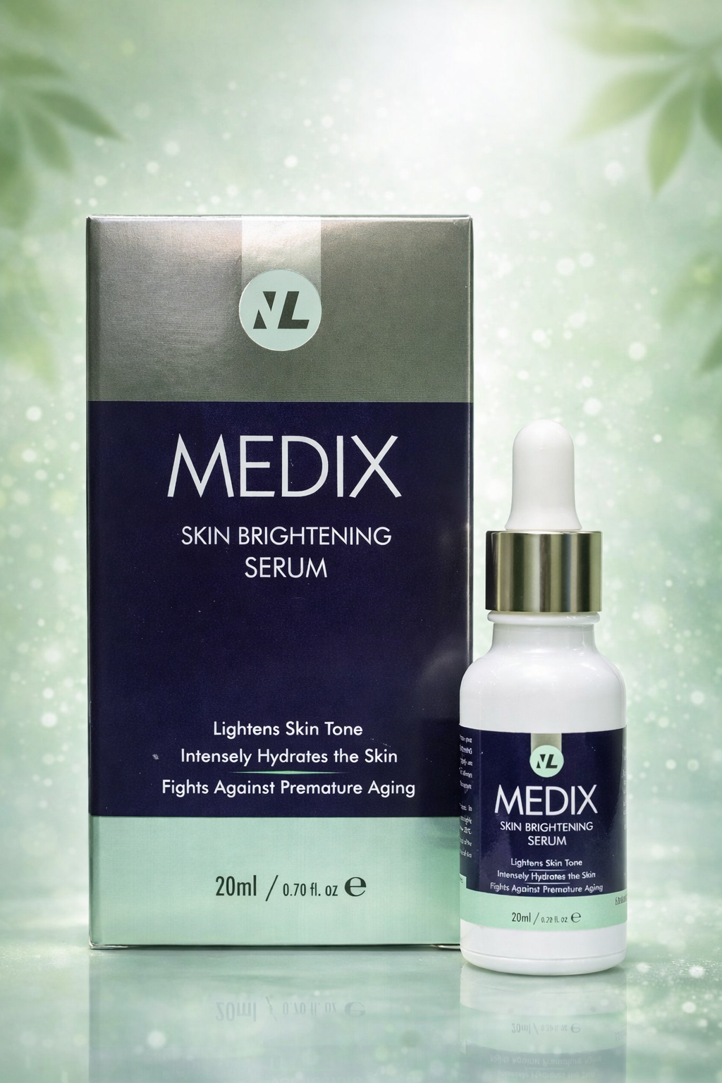 Medix Skin Brightening Serum by Novelax Pharma with Alpha Arbutin, Vitamin C, and Hyaluronic Acid for glowing, hydrated, and even-toned skin in Pakistan
