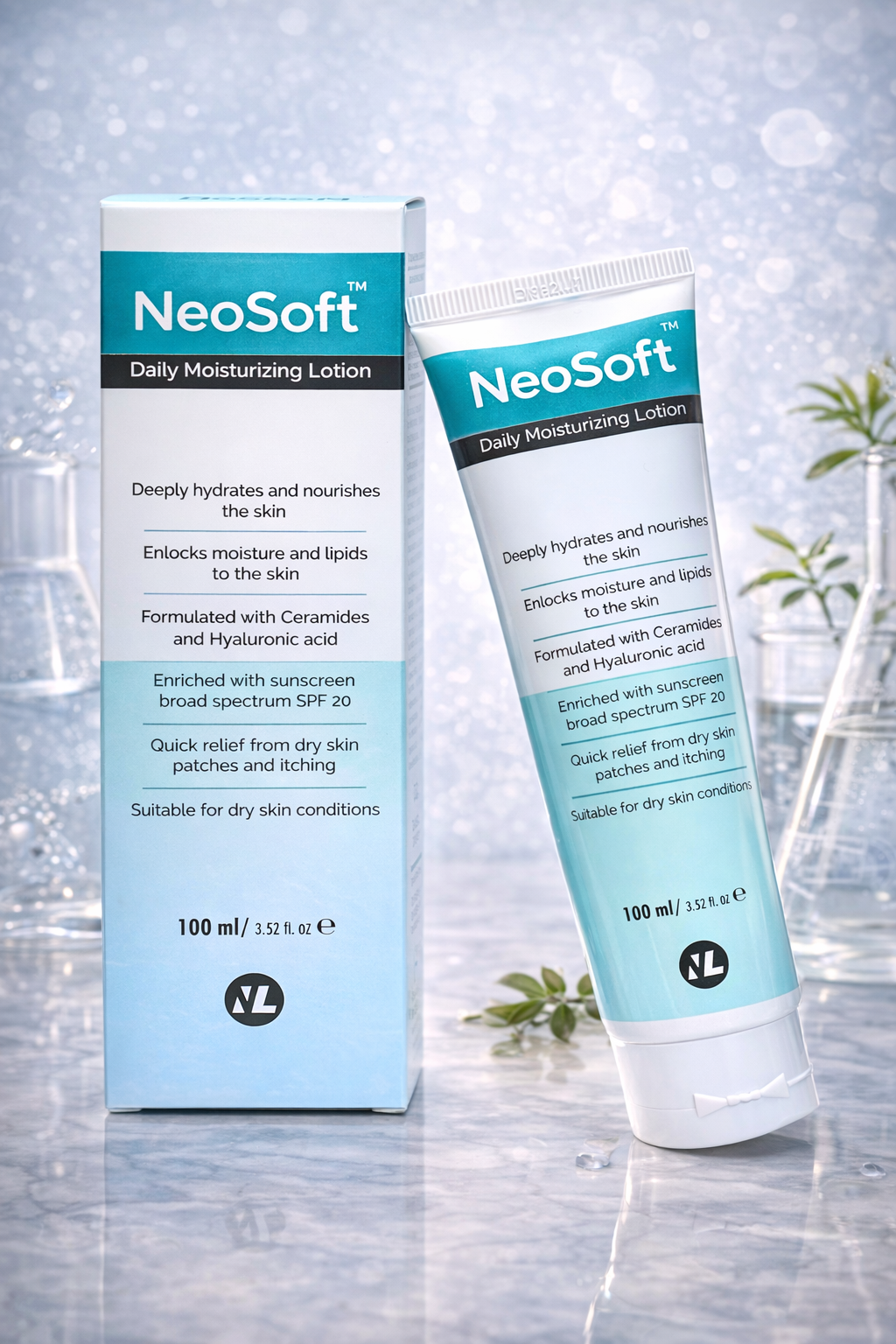 NeoSoft Moisturizing Lotion with Medix Skin Brightening Serum for glowing, hydrated, and healthy-looking skin