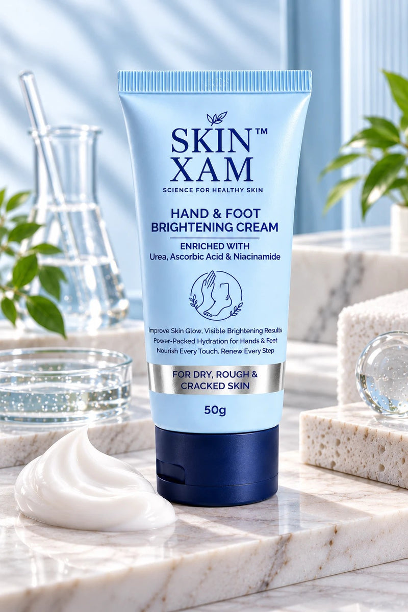 Skin Xam Hand & Foot Brightening Cream 50g tube with Urea, Ascorbic Acid and Niacinamide for dry, rough and cracked skin in Pakistan