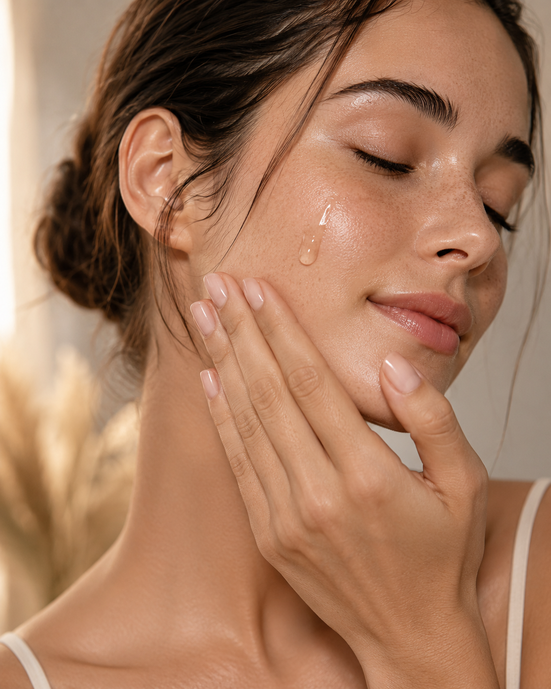 Applying Skin Xam brightening serum to skin — Novelax Pharma skincare Pakistan